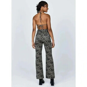 PRINCESS POLLY || Flare Dragon Print Wide Leg Jeans Sz 12 y2k